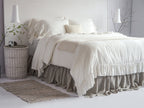 Linen Duvet Cover Stone Washed French Vintage Ruffle 100% European Flax Super Soft Natural
