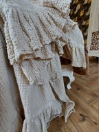 Linen Ruffle Blanket/ Waffle Throw/ Organic Linen/ Bedspread/ Wrap/ Flax Plaid/ Linen Bedding
