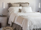 Linen Duvet Cover Stone Washed French Vintage Ruffle 100% European Flax Super Soft Natural